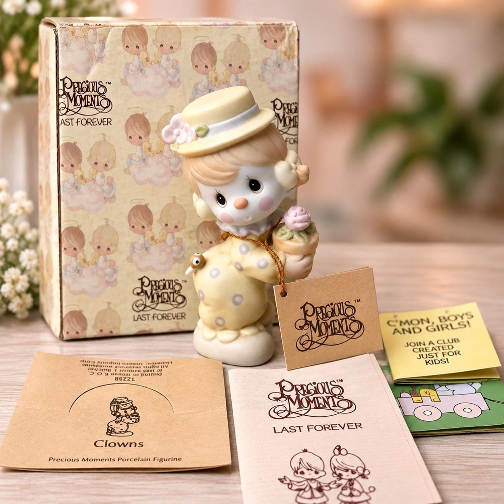 VTG 1984 Precious Moments Clowns 12238 Figurine Enesco Original Box Tag Papers